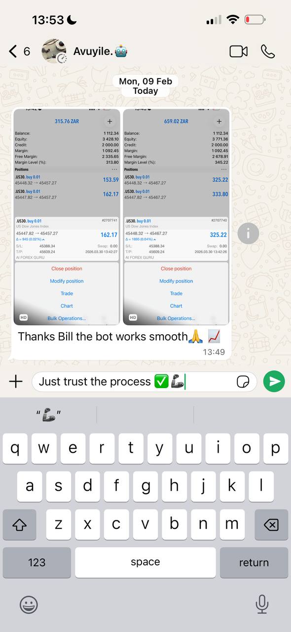 Client trading result: Thanks Bill the bot works smooth 🙏📈