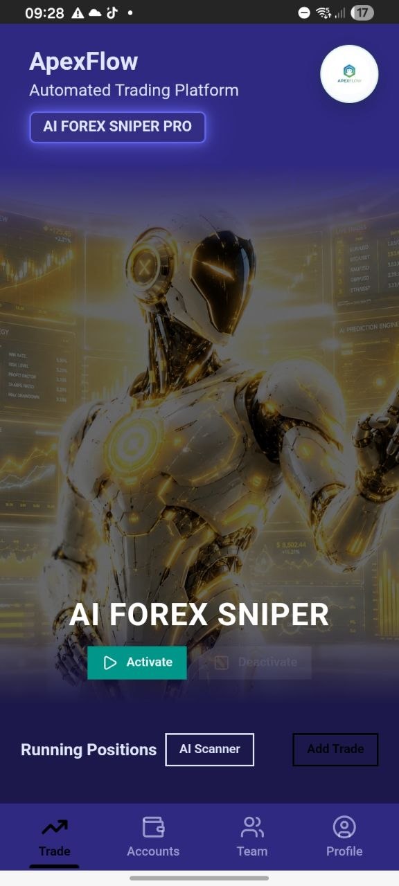 AI Forex Sniper bot interface screenshot